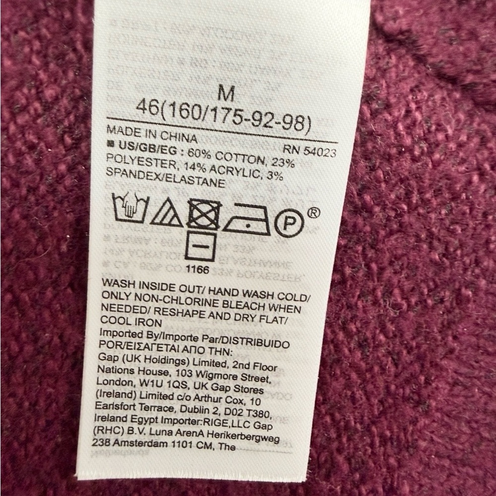 NWT GAP Women's Rich Purple burgundy open Cardigan size medium - Picture 4 of 5